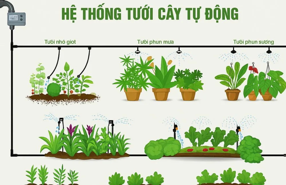 Hệ thống tưới nước tự động cho kiểng lá